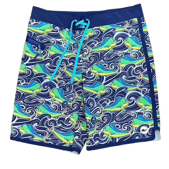 Vineyard Vines Other - Men's Vineyard Vines Dolphin Fish Wave Laser Cut Board Shorts Style 1M0405 SZ 28